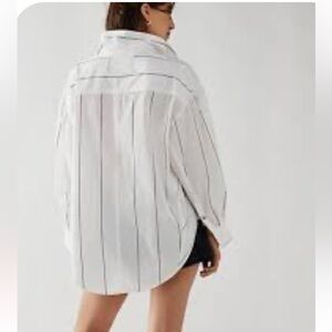Free People White and Black Button Down Shirt Timeless Design